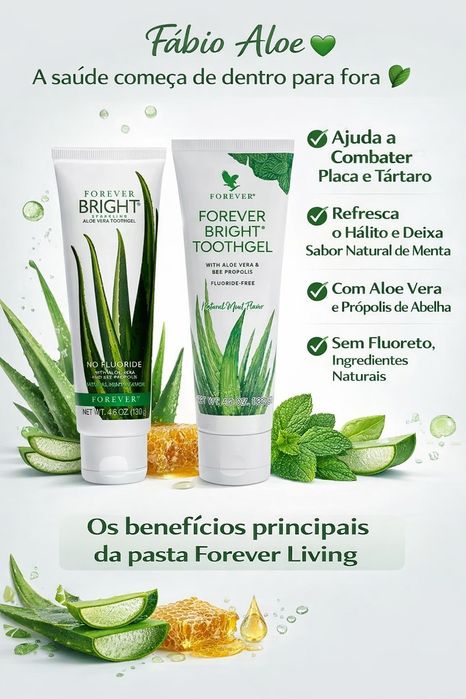 Pasta Dentífrica Forever* S/ Flúor - Aloe Vera +Própolis+Camomila.