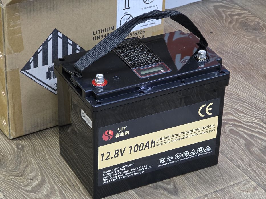 Акумулятор SJY LiFePO4 12V/100Ah/1280Wh (BMS та LCD дисплей))