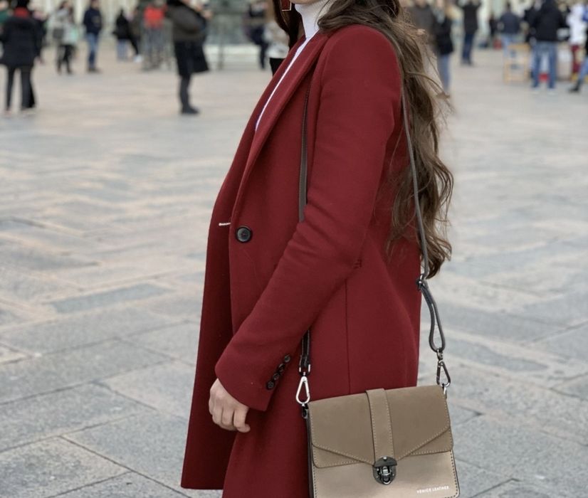 Пальто Zara XS бордо бордове червоне вишневе