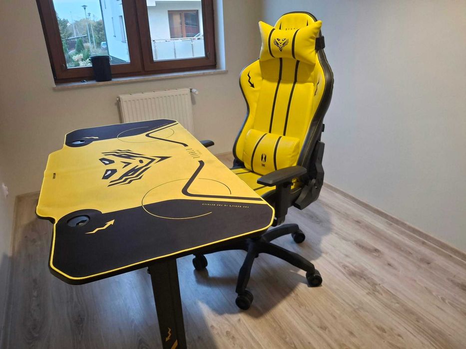 Biurko + fotel gamingowy Diablo Chairs kolor żołty
