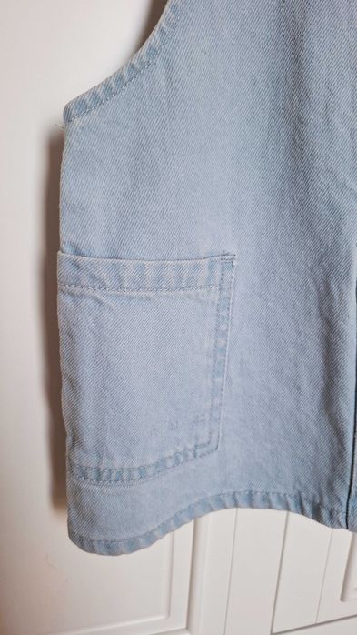 Nowa sukienka jeansowa ogrodniczka denim 92 dziewczęca szelki jbc