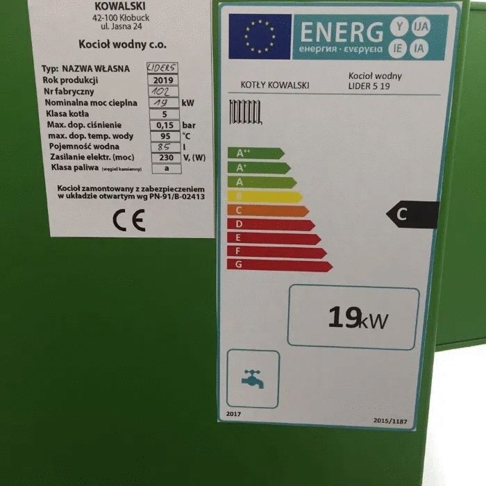 Piec Kocioł Kotły 5 KLASA + ECODESIGN 19 KW PRODUCENT od 150 do 200 m2