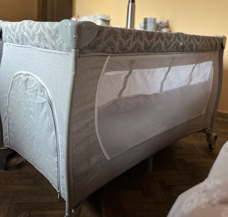 Детская кровать-манеж Skiddou Lunar 2в1 + конопляный матрас Natural Hemp