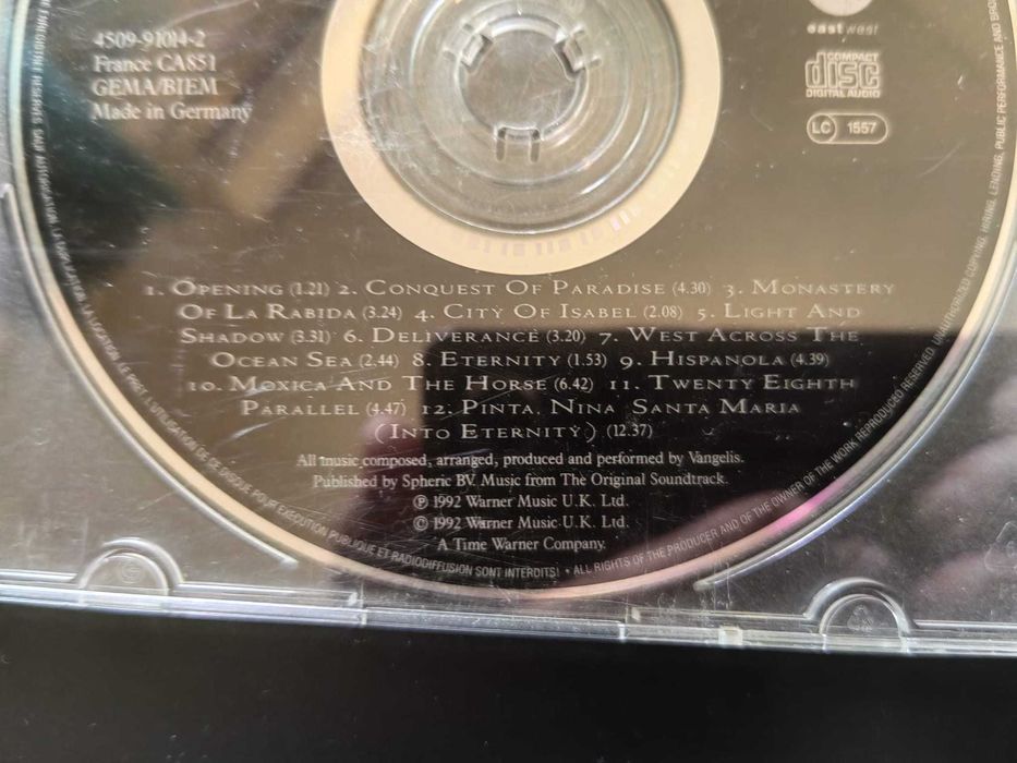 CD dos Vangelis, "1492 Conquest Of Paradise" (apenas o cd)