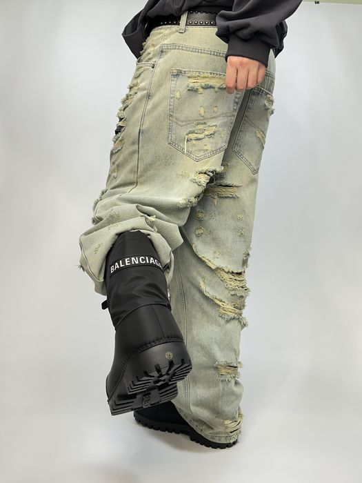 Рваные джинсы голубые distressed custom archive opium кастом штани