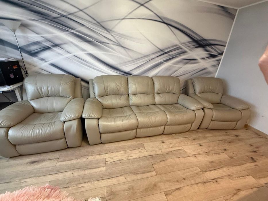 Komplet wypoczynkowy z funkcją relaks - skóra