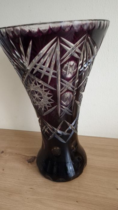 Wazon kryształowy PRL fioletowy