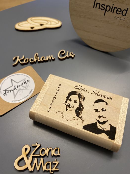 *Drewniany pendrive z grawerem GRATIS! Ślub/Wesele/Komunia/Chrzest*