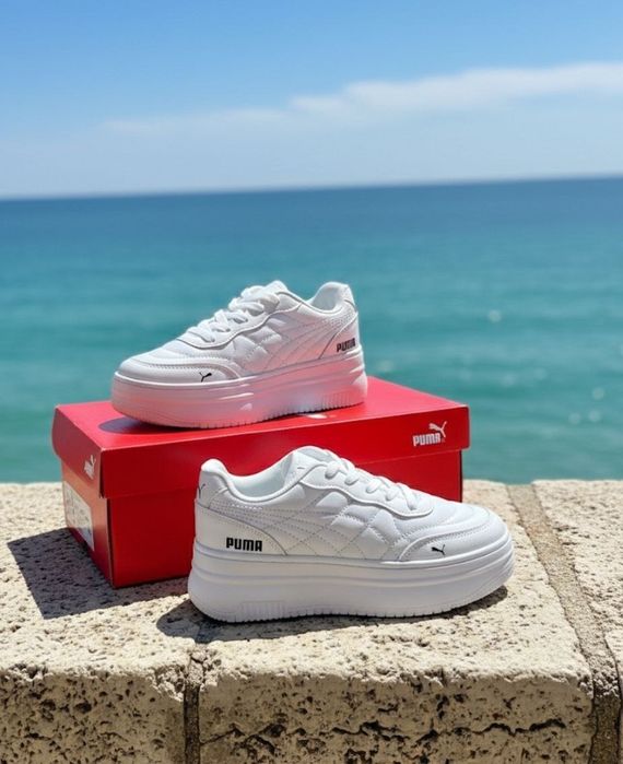 Жіночі шкіряні кросівки Puma на платформі/демісезонні кросівки пума
