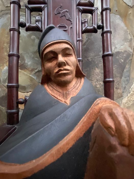 Escultura Buda Madeira exótica Mongólia 20 cm