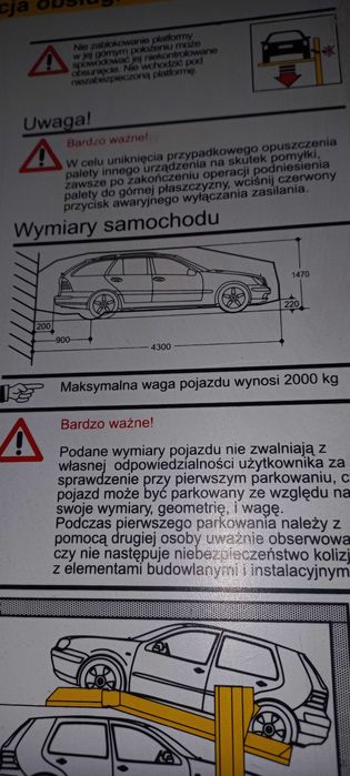 Podnośnik parkingowy samochodowy