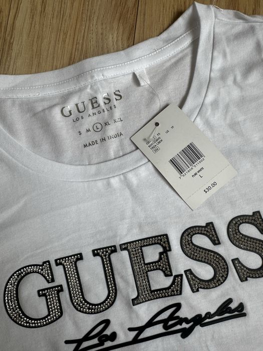 Nowa damska koszulka T-shirt biała Guess L 40 oryginalna USA