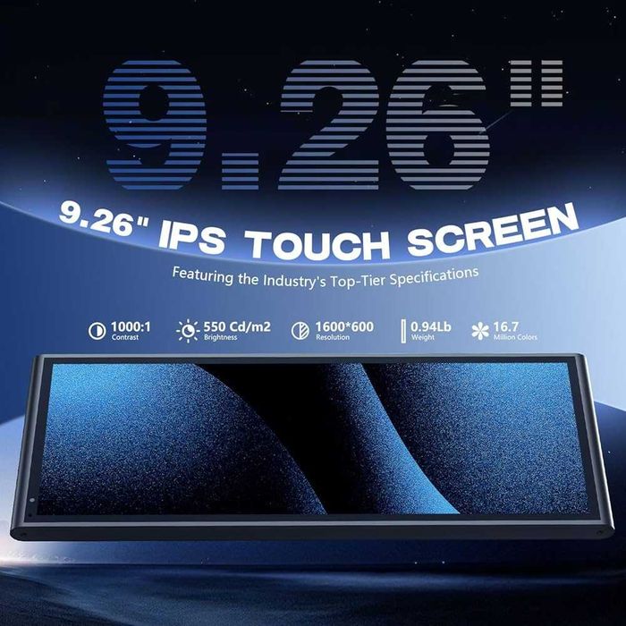 KRUNIA | Przenośny Ekran Smart Screen 9,26" RC06 | CarPlay & Android Auto | Kamera  Tył | NOWY