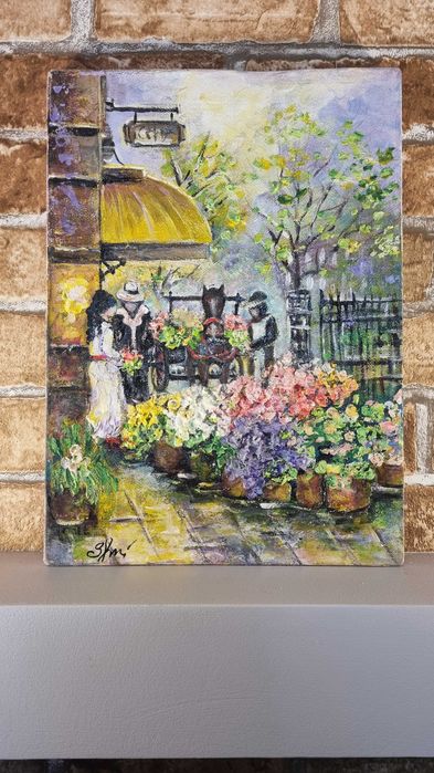 Картина "Квітковий ринок" холст, акрил, на підрамнику розмір 25х35 см