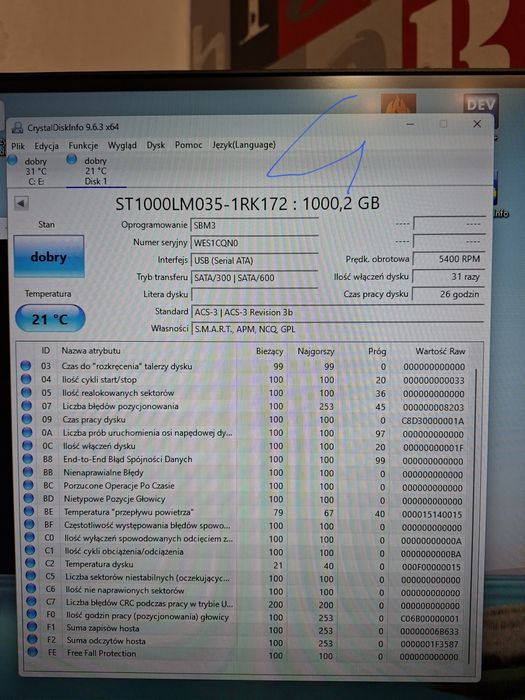 J. Nowy dysk zewnętrzny 1tb