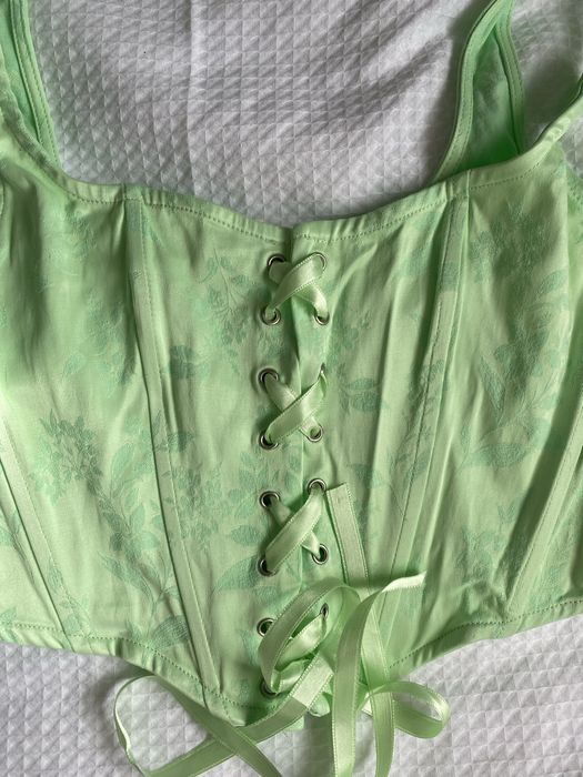 top bridgerton corset verde stradivariua
