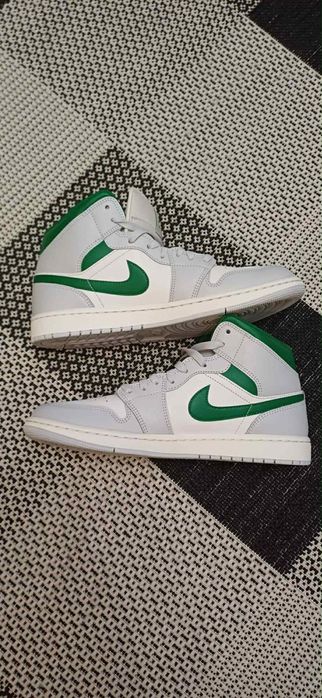 Nike Air Jordan 1 Mid Summit White/Pine Green-Pure Platinum