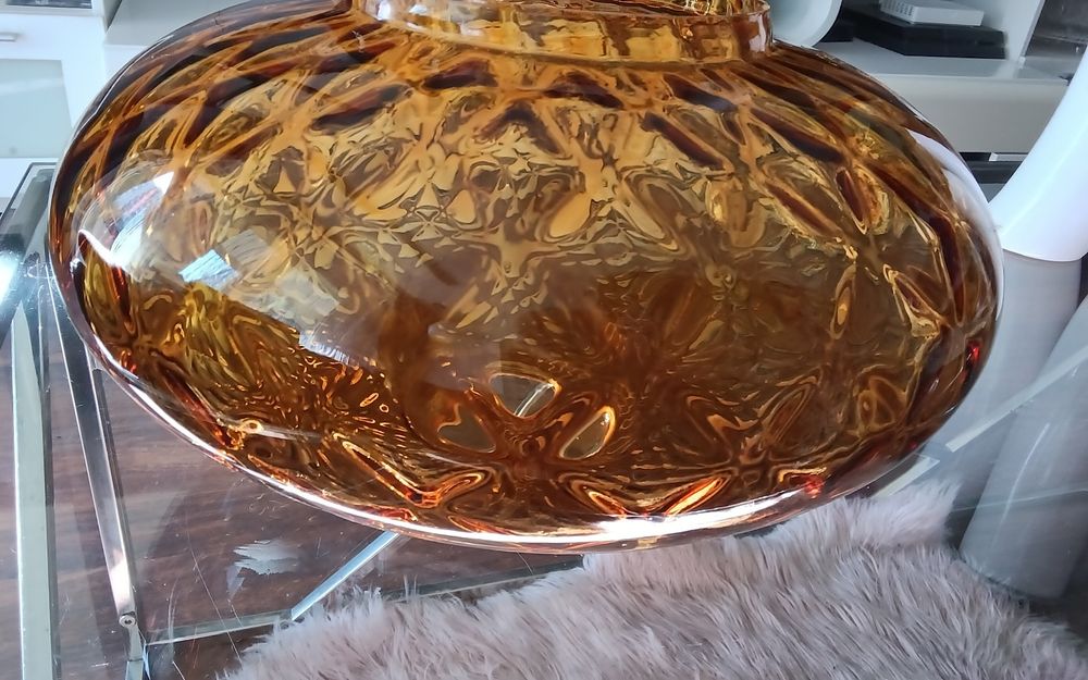 Klosz szkło bursztynowe miodowe pomarańczowe lampa lata 60