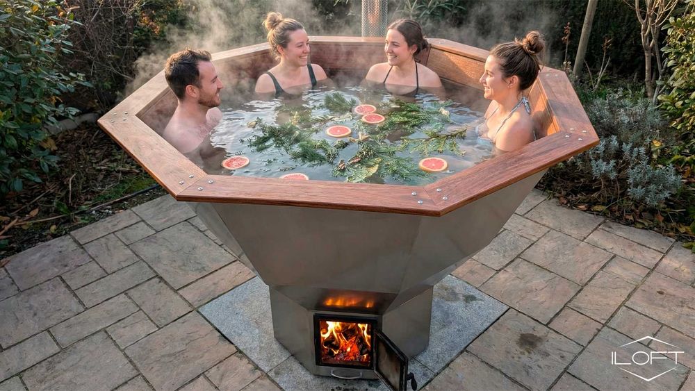 Hot tub "BJÖRN". Uma única banheira de imersão exterior aquecida. SPA.
