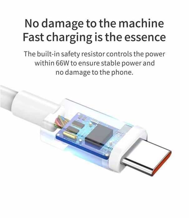 USB-кабель тип С, потужність - 66 Вт, ток - 6А, довжина-2м