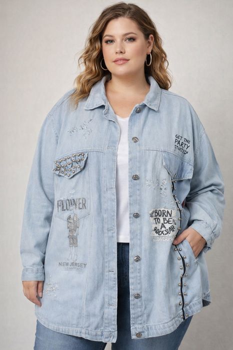 Куртка джинсова великого розміру