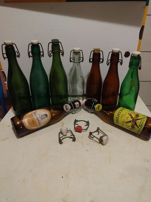 Stare butelki szklane z PRL 7 szt + 2 szt gratis