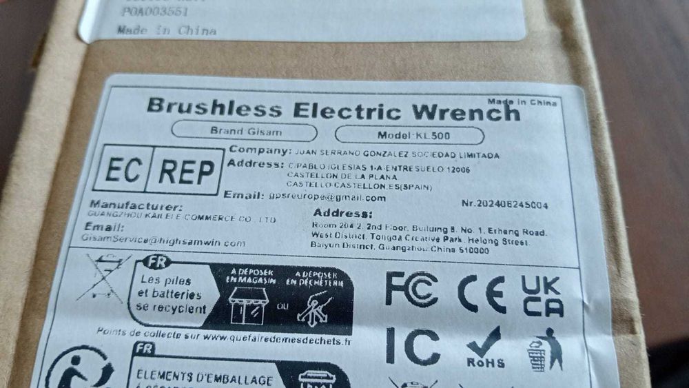 Chave de Impacto GISAM KL-500 Brushless – 2 Baterias + Carregador