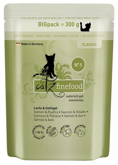 Karma dla kota bez sztucznych dodatków Catz Finefood ŁOSOŚ i DRÓB 300g