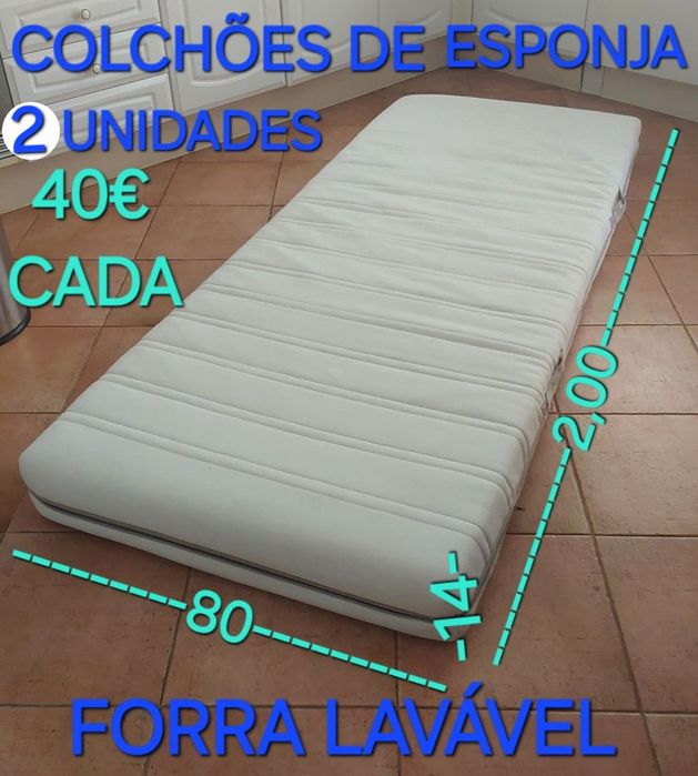 2 COLCHÕES DE ESPONJA PRONTOS A USAR.Casa,Quarto,Sala,Campismo,Garagem