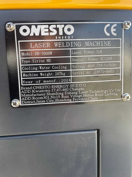 Spawarka laserowa ONESTO DH-3000W 3kW 400V 3F Sirius HD