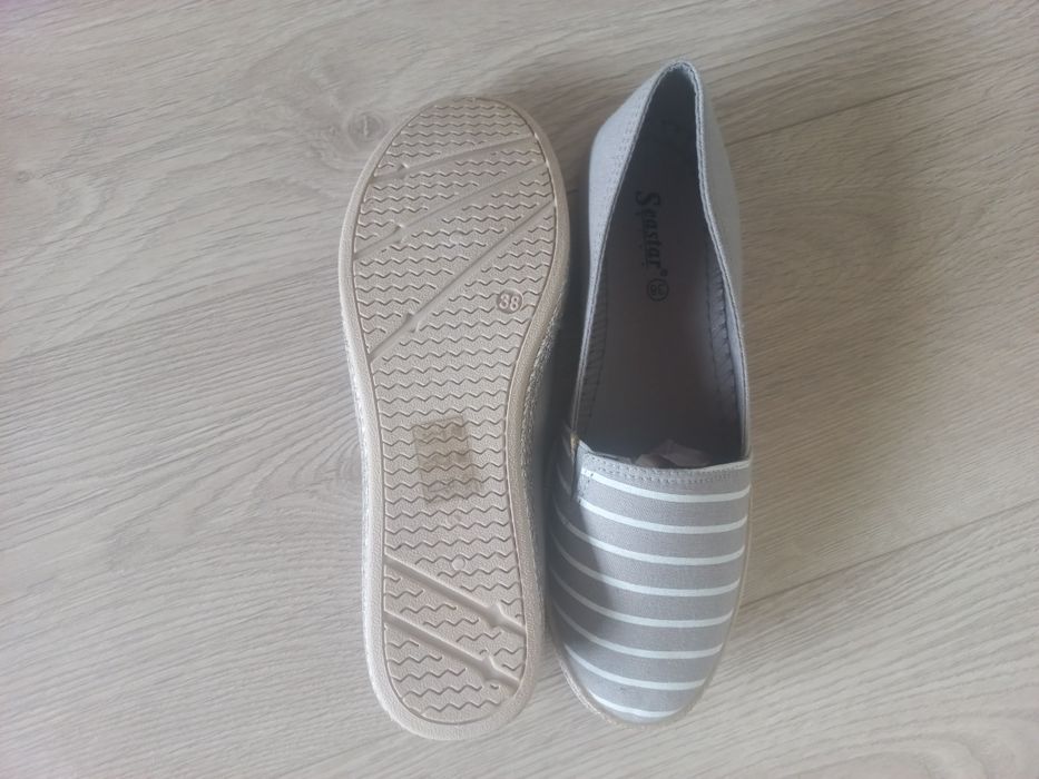 Buty damskie- Espadryle, baletki szare nowe r.38