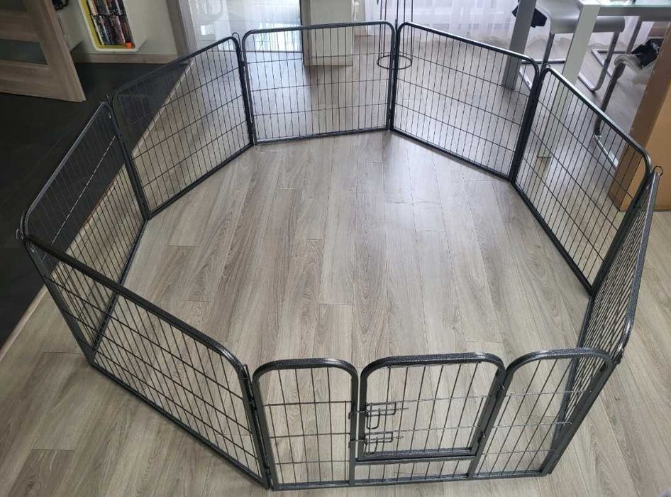 Metalowy Kojec ‼️NOWY‼️ dla Psa 8 Paneli 80x60 Składany Wybieg Zagroda Czarny