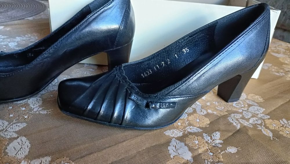 Nowe skórzane czółenka SYRENA 35 | Tęgość G | Obcas 6 cm | Zapasowe fleki