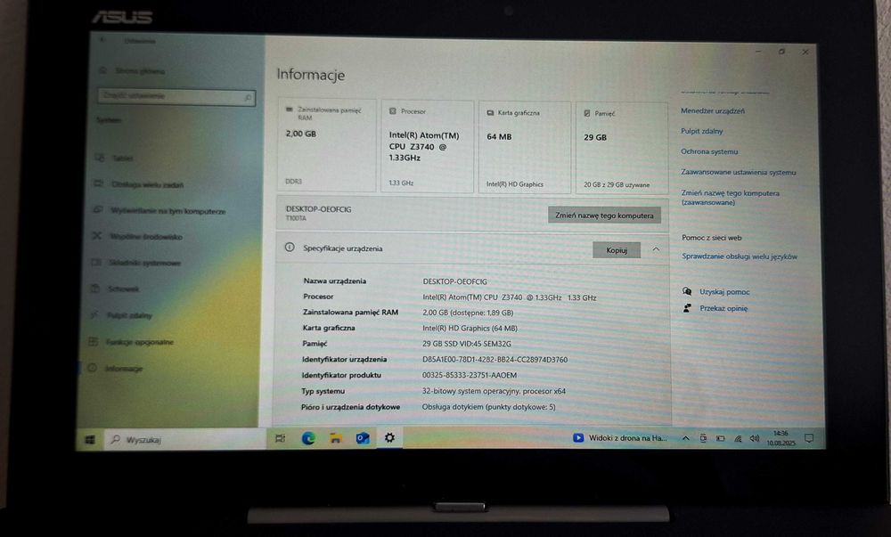 Tablet Asus T100TA Windows 10 /500Gb +32Gb/