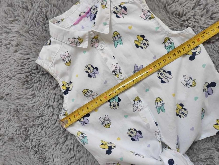 Koszula wiązana w pasie Minnie Daisy + jeansy 3/4 r. 98