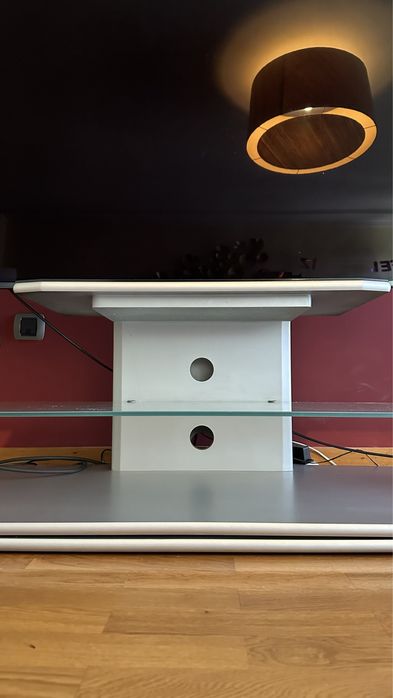 Base de TV rotativa cinza em vidro