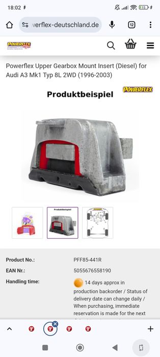 Buchas PowerFlex para apoios do motor  Audi,VW,SEAT,Skoda