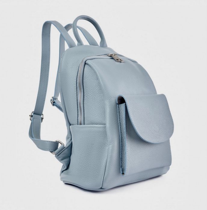 Італійський рюкзак білий  голубой городской рюкзак кожаный