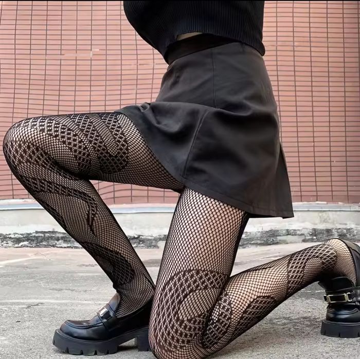 Трендовые ажурные эротические колготы колготки сетка змея