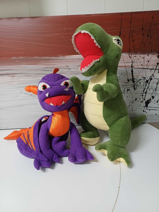 Peluches grandes dragão e dinossauro 2 unidades