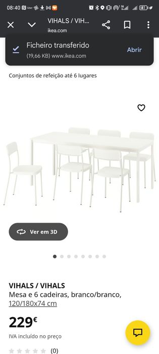 Mesa extensível de 6 cadeiras