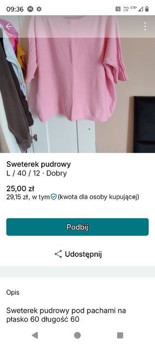 Sweterek włoski różowy