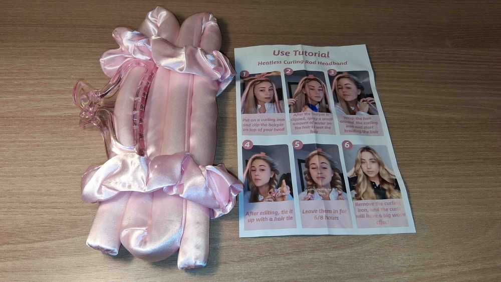 Nowy Wałek Do Loków Bez Użycia Ciepła Różowy + Klips