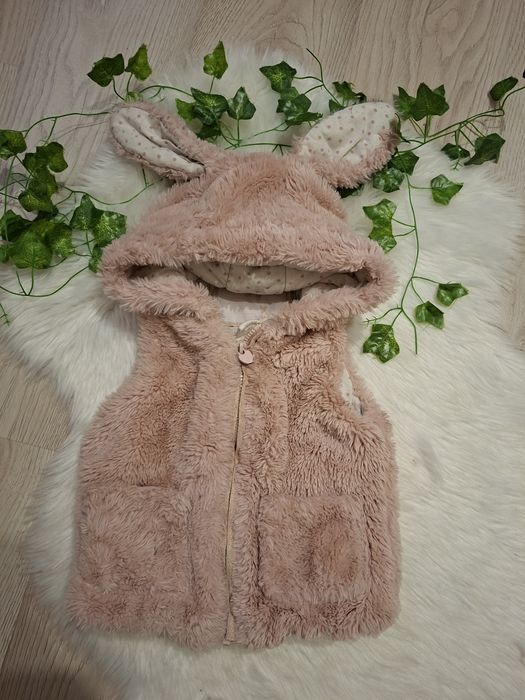 Bezrękawnik z kapturem, króliczek, ocieplany