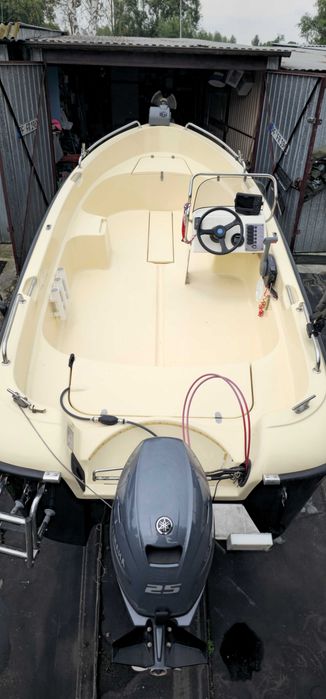 Łódź motorowa łódka wędkarska Alfa 450 + silnik yamaha 25getl + wózek slipowy