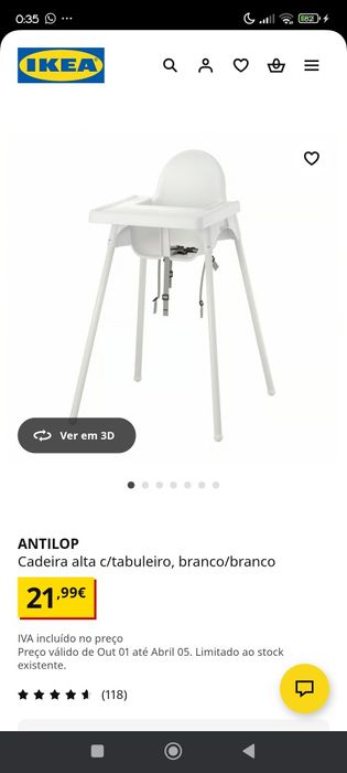Cadeira alta de refeição bebé - IKEA