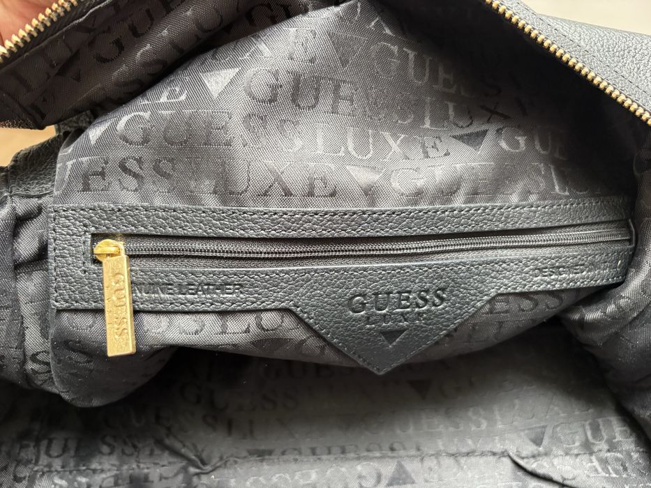 Toreba Guess Lux, 100% skóra, ORYGINAŁ, czarna, pojemna