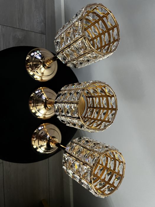 Komplet wysokich świeczników złote glamour Home&You