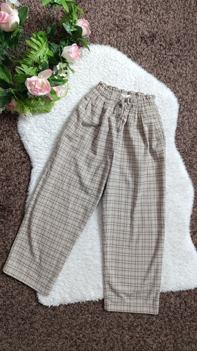 Стильні штани Zara в клітинку, брюки в клетку на дівчинку 6-7-8 років.
