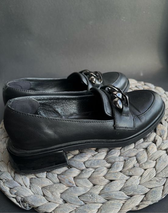 Лофери жіночі шкіряні , туфлі жіночі натуральна шкіра чорні